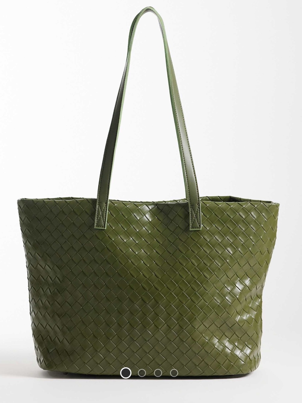 ASOS PASQ woven tote in olive green NWOT